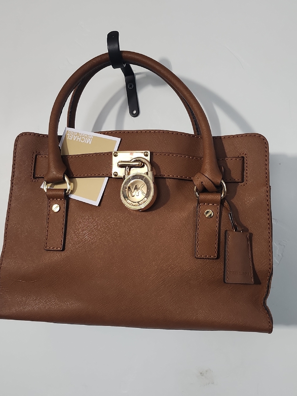 Michael Kors Cognac Saffiano Leather Satchel with Gold Hardware